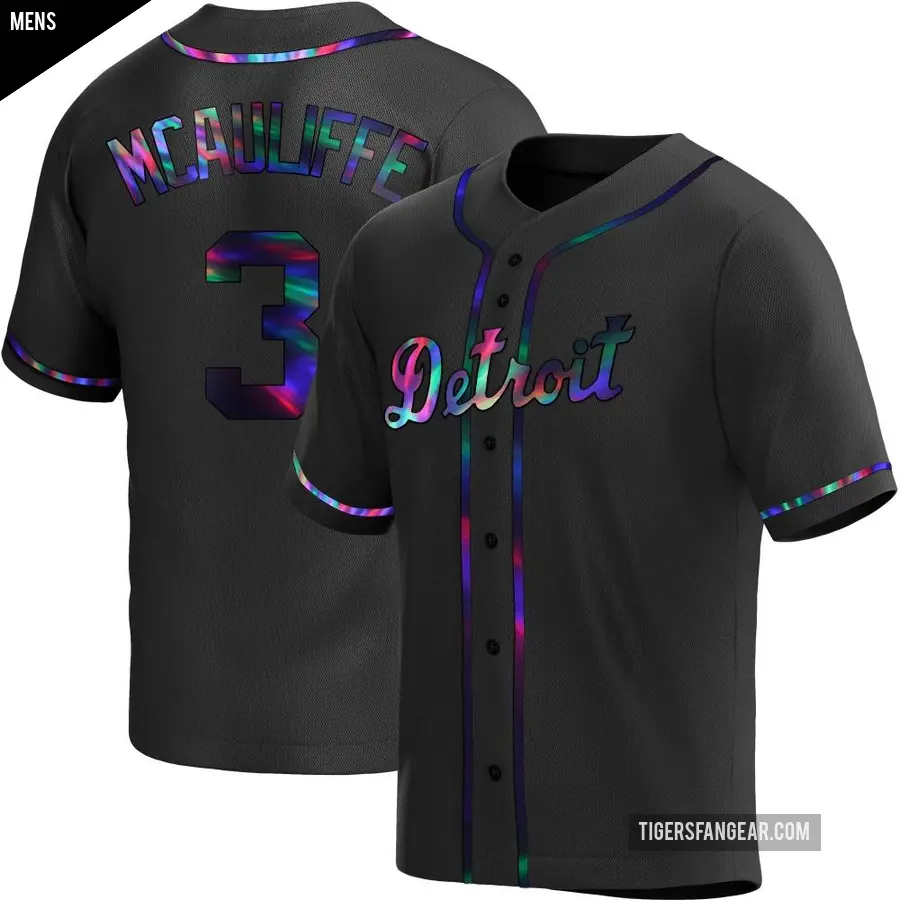 Men's Detroit Tigers ＃3 Dick Mcauliffe Replica Black Holographic Alternate Jersey