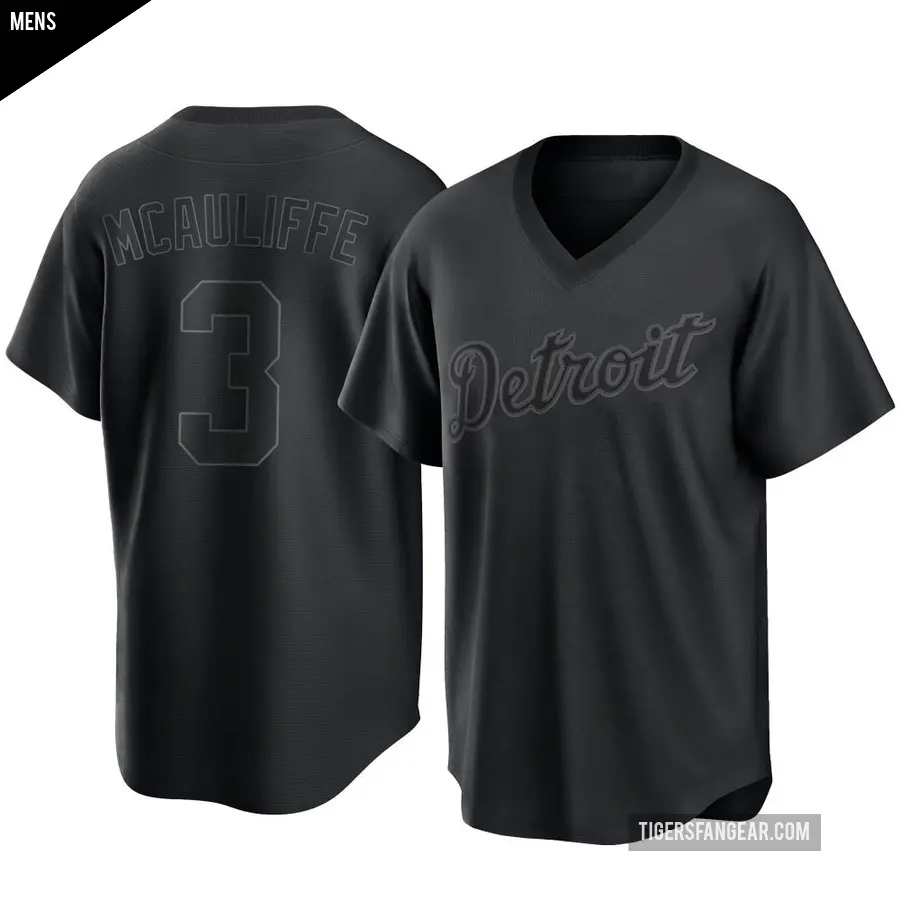 Men's Detroit Tigers ＃3 Dick Mcauliffe Replica Black Pitch Fashion Jersey