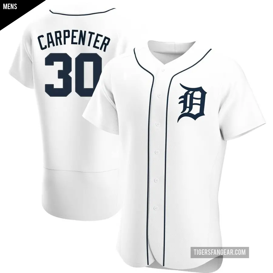 Men's Detroit Tigers ＃30 Kerry Carpenter Authentic White Home Jersey