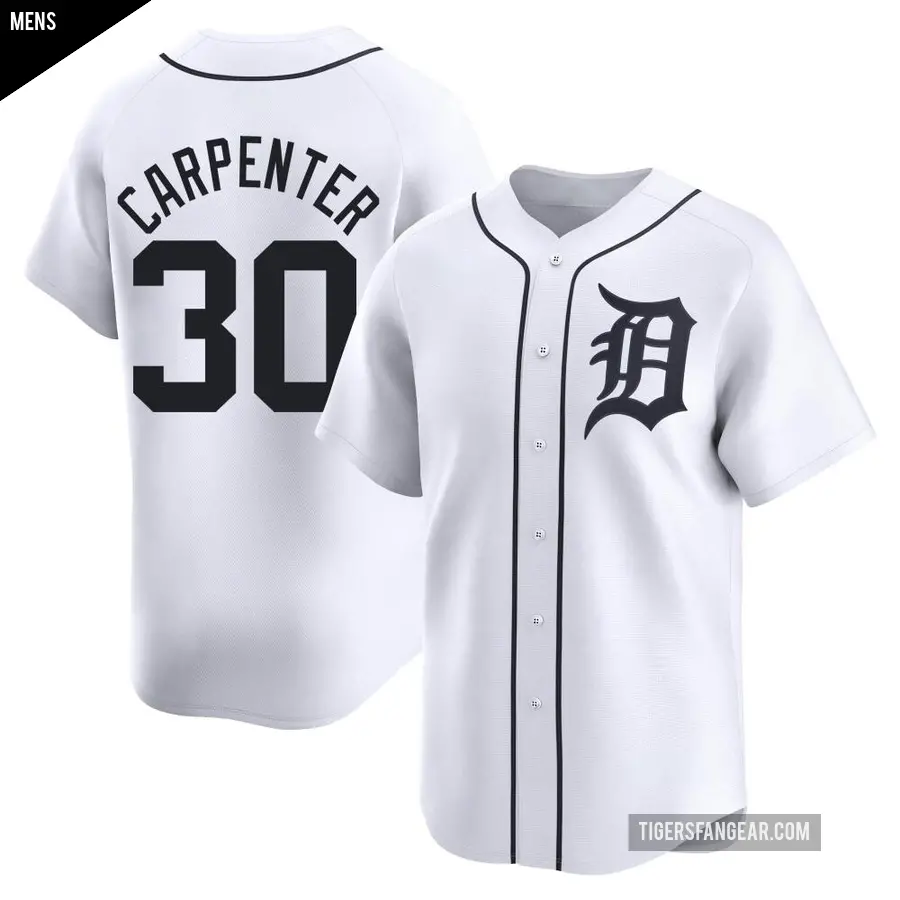 Men's Detroit Tigers ＃30 Kerry Carpenter Limited White Home Jersey