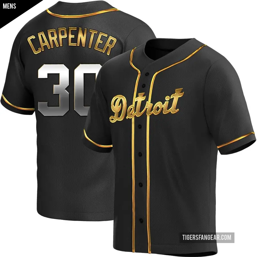 Men's Detroit Tigers ＃30 Kerry Carpenter Replica Gold Black en Alternate Jersey