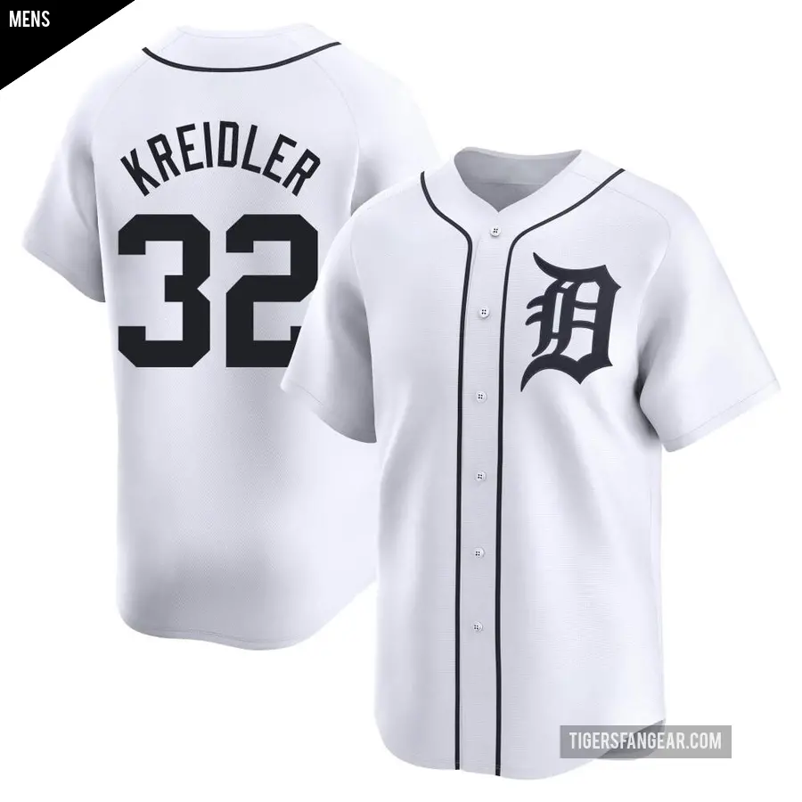 Men's Detroit Tigers ＃32 Ryan Kreidler Limited White Home Jersey