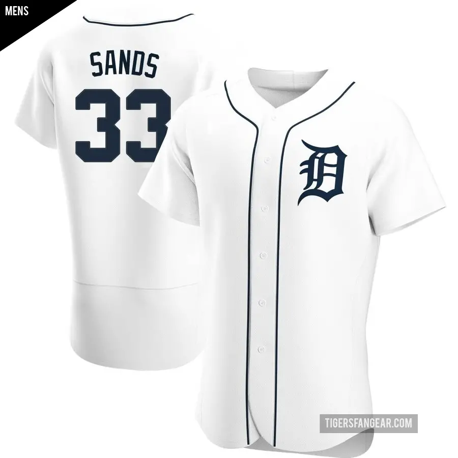 Men's Detroit Tigers ＃33 Donny Sands Authentic White Home Jersey