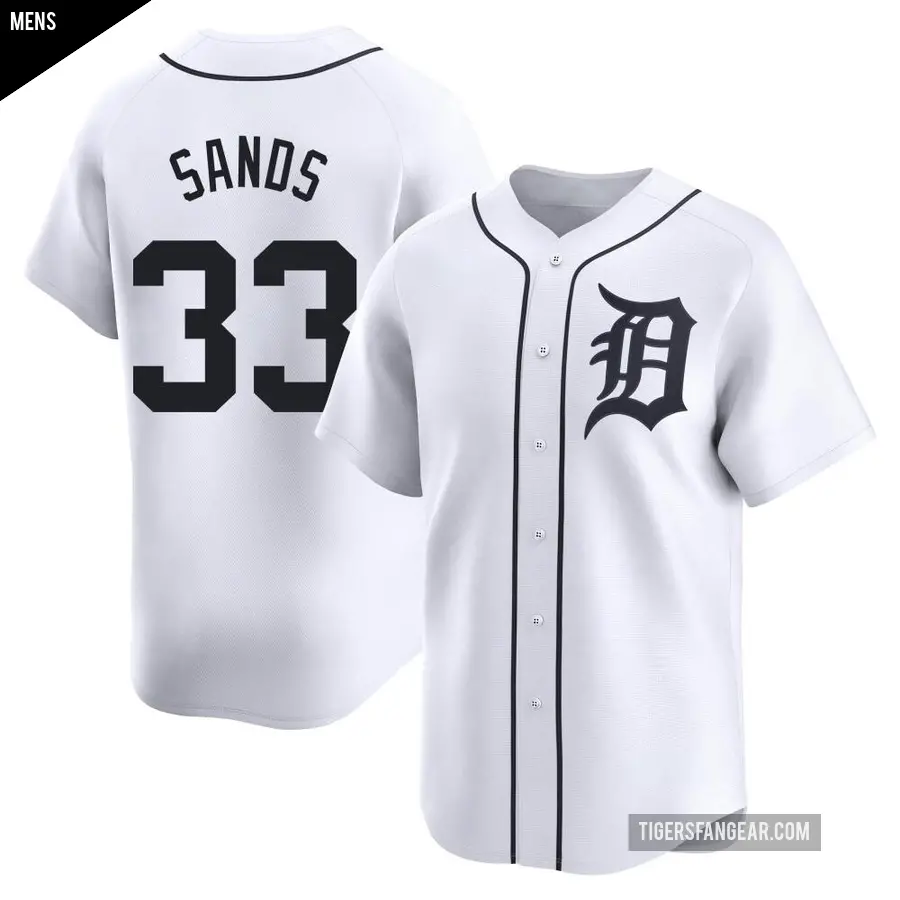 Men's Detroit Tigers ＃33 Donny Sands Limited White Home Jersey