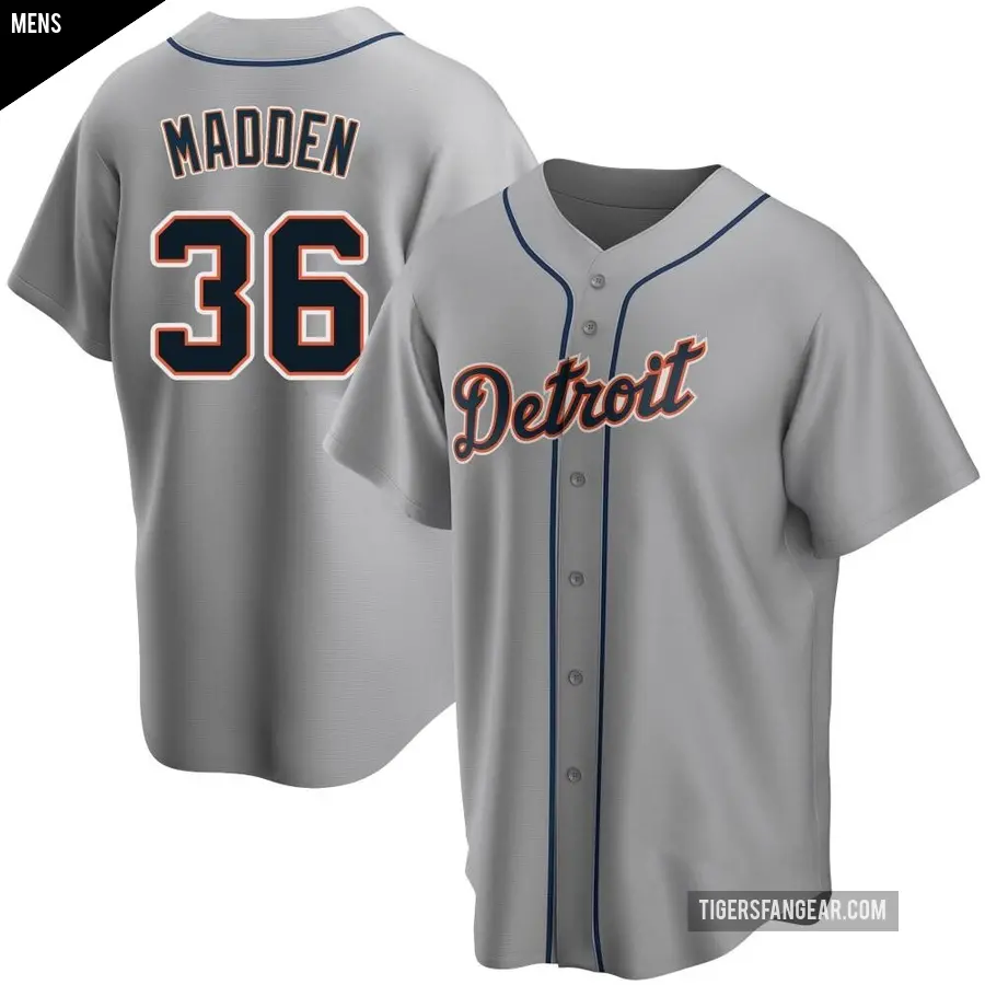 Men's Detroit Tigers ＃36 Ty Madden Replica Gray Road Jersey