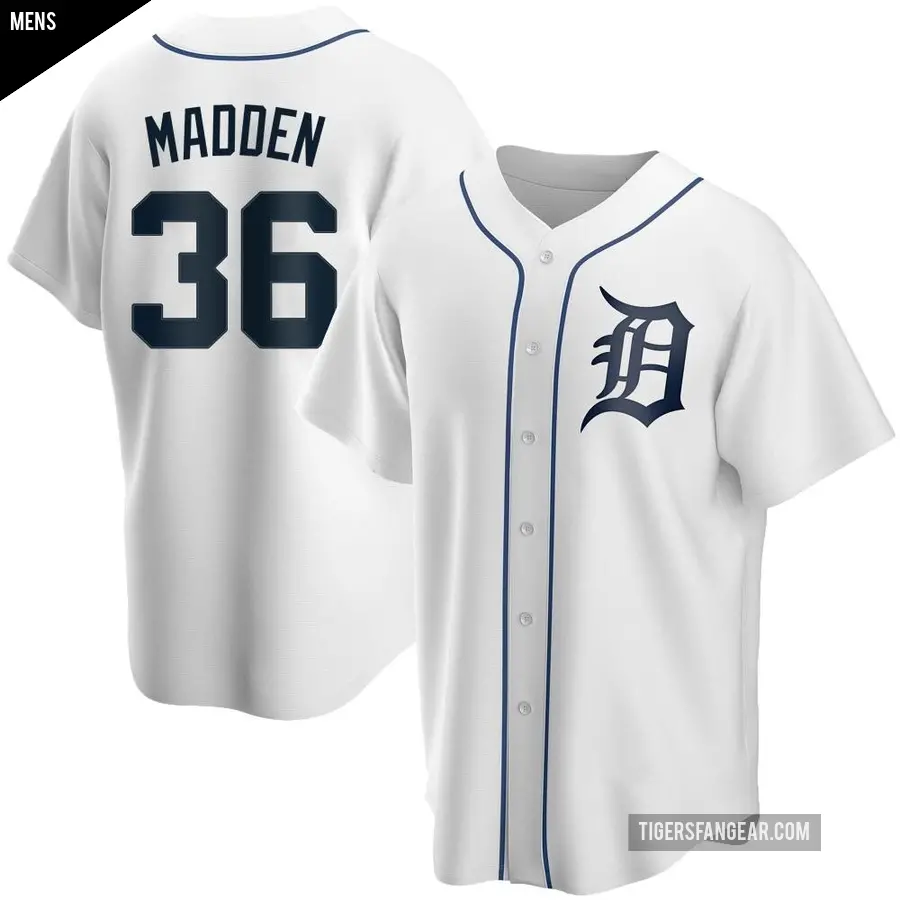 Men's Detroit Tigers ＃36 Ty Madden Replica White Home Jersey