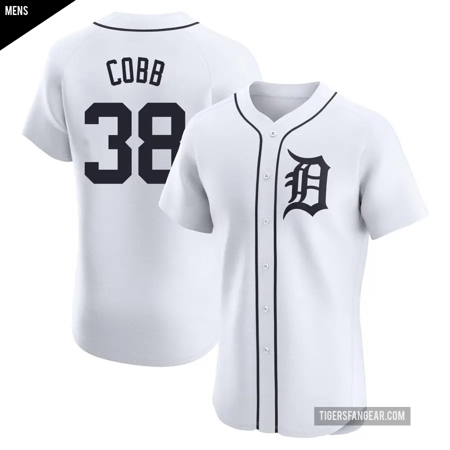 Men's Detroit Tigers ＃38 Alex Cobb Elite White Home Jersey