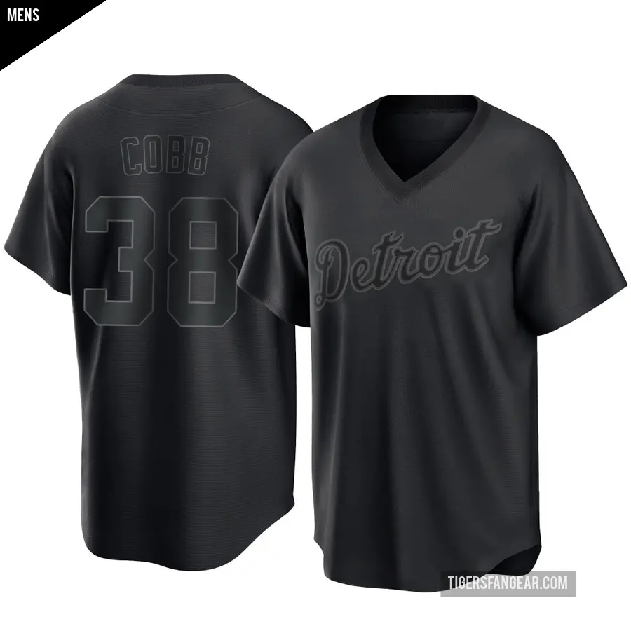 Men's Detroit Tigers ＃38 Alex Cobb Replica Black Pitch Fashion Jersey