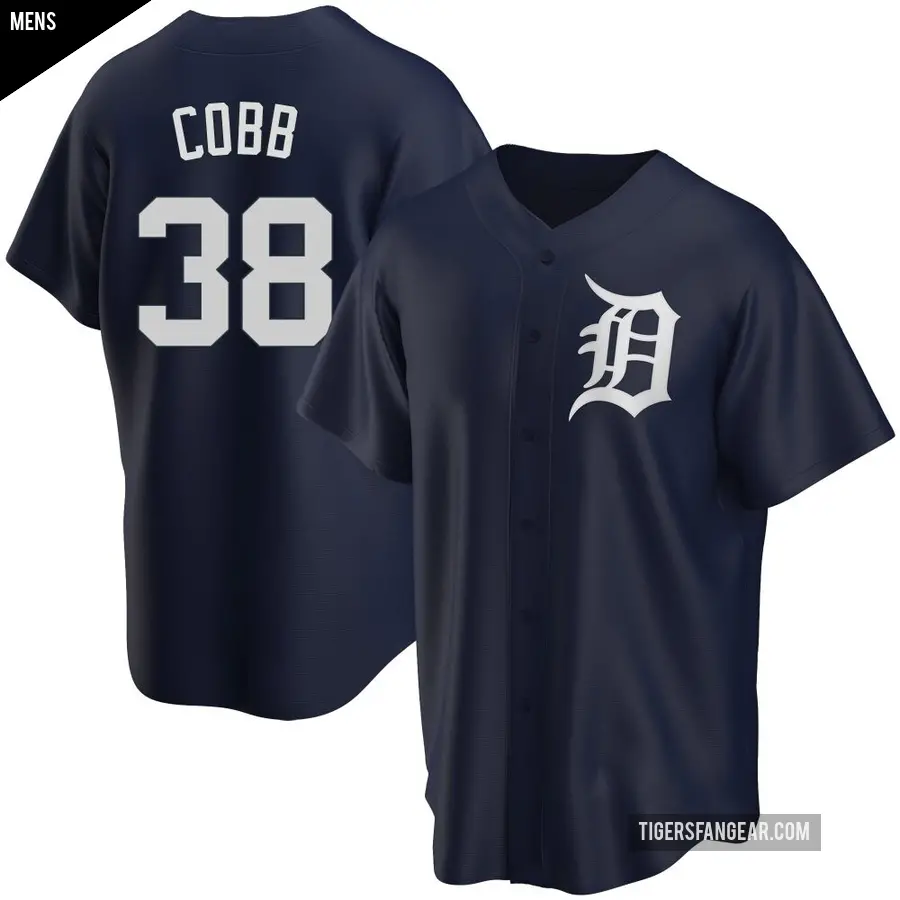 Men's Detroit Tigers ＃38 Alex Cobb Replica Navy Alternate Jersey