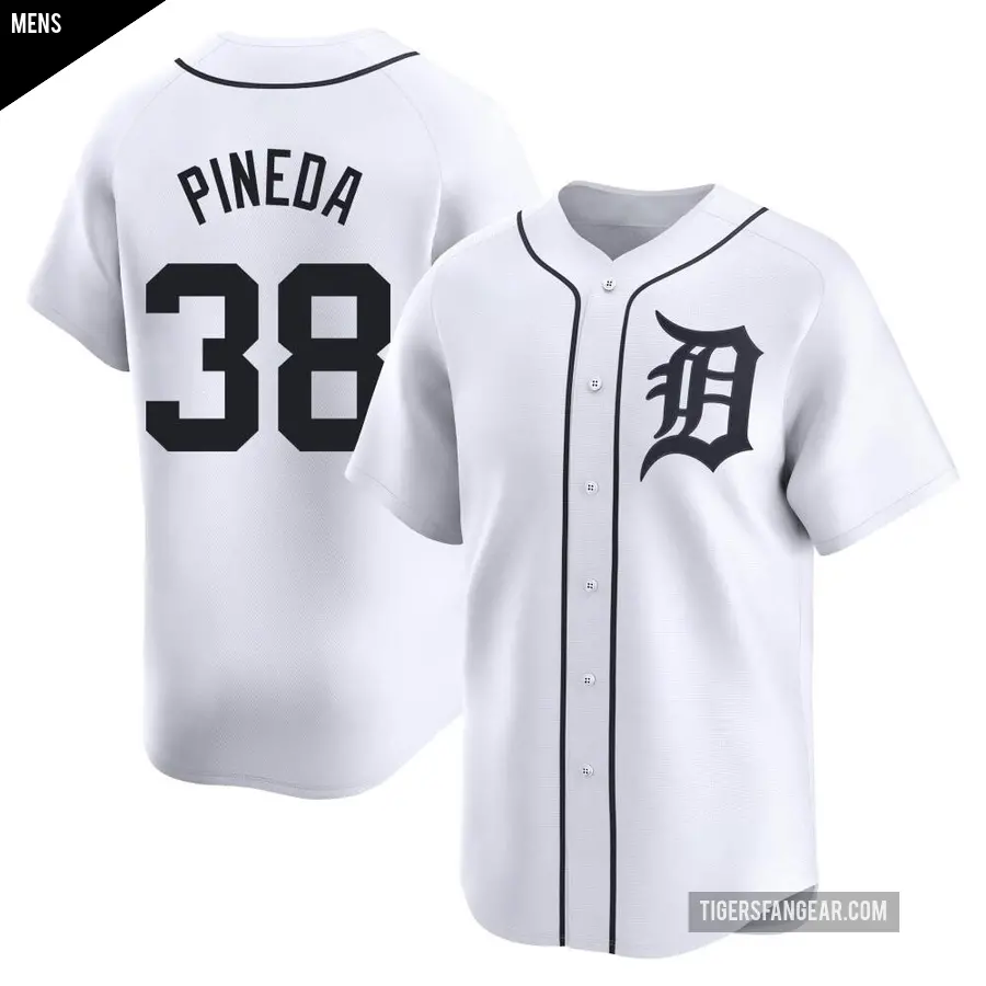 Men's Detroit Tigers ＃38 Michael Pineda Limited White Home Jersey