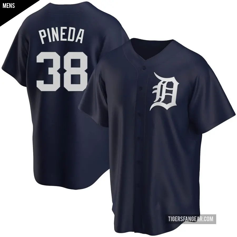 Men's Detroit Tigers ＃38 Michael Pineda Replica Navy Alternate Jersey