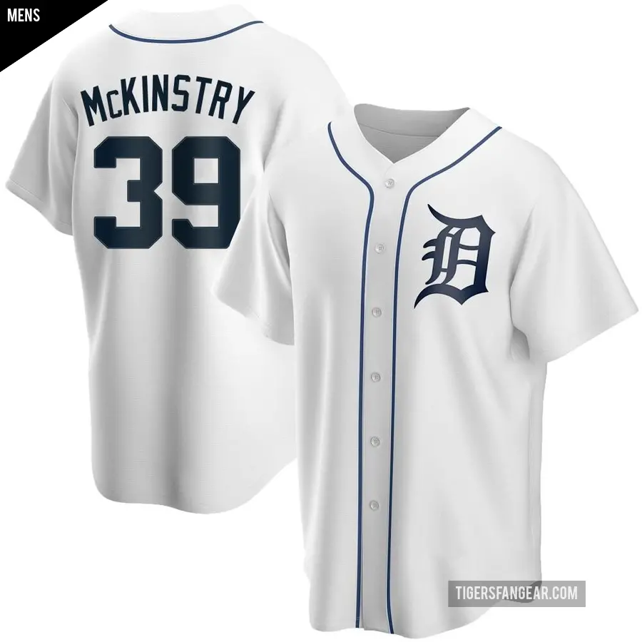 Men's Detroit Tigers ＃39 Zach McKinstry Replica White Home Jersey