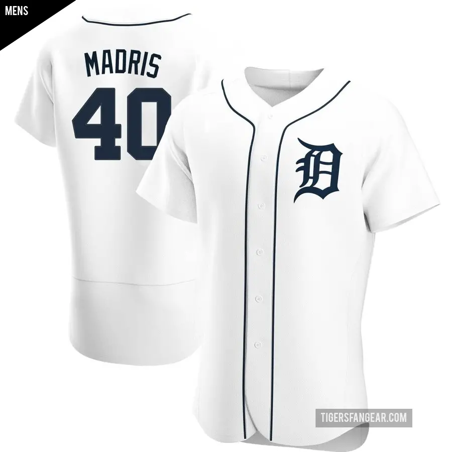 Men's Detroit Tigers ＃40 Bligh Madris Authentic White Home Jersey