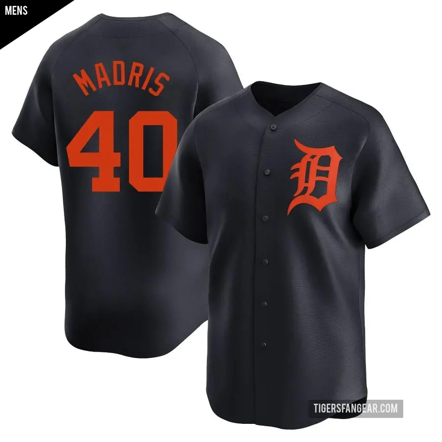 Men's Detroit Tigers ＃40 Bligh Madris Limited Navy Alternate Jersey