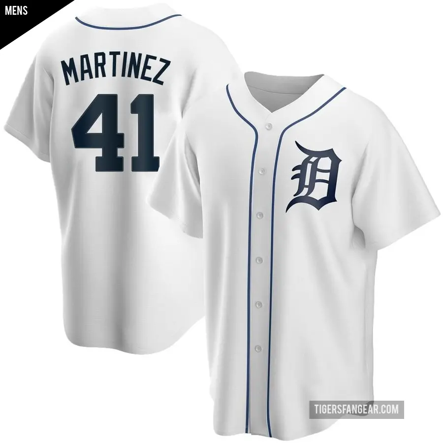 Men's Detroit Tigers ＃41 Victor Martinez Replica White Home Jersey