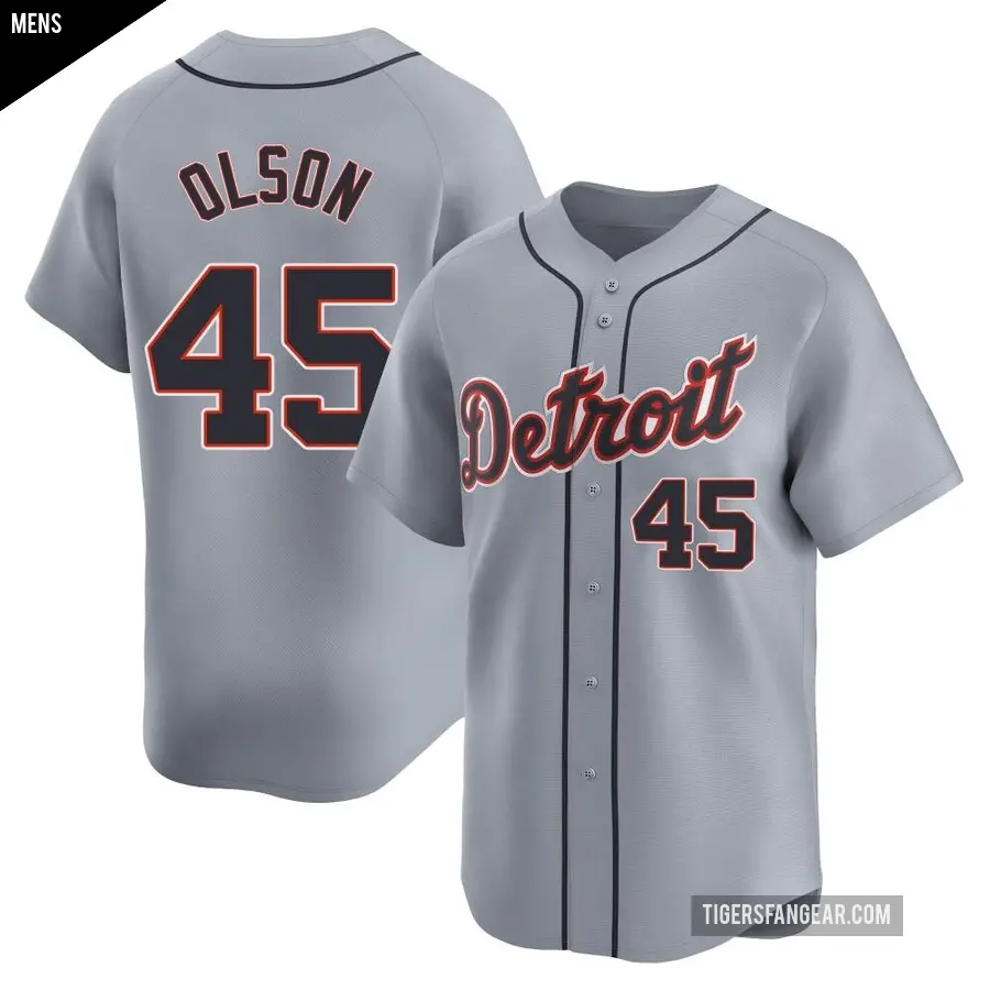 Men's Detroit Tigers ＃45 Reese Olson Limited Gray Road Jersey