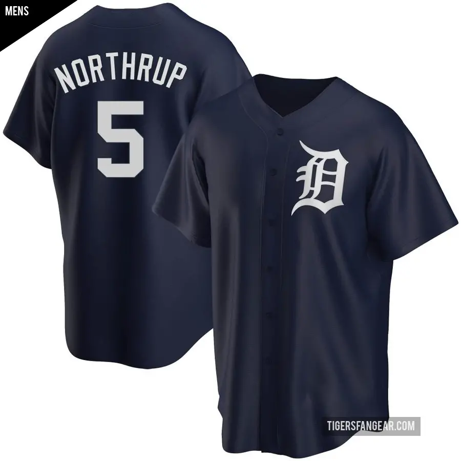 Men's Detroit Tigers ＃5 Jim Northrup Replica Navy Alternate Jersey