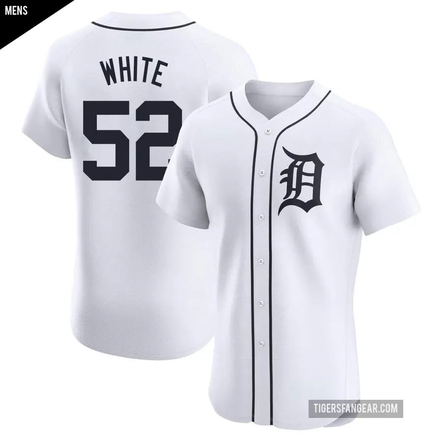 Men's Detroit Tigers ＃52 Brendan White Elite White Home Jersey