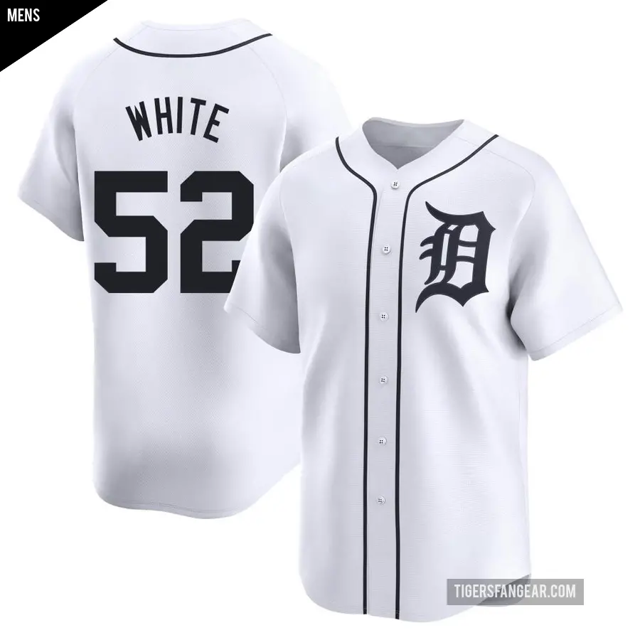 Men's Detroit Tigers ＃52 Brendan White Limited White Home Jersey