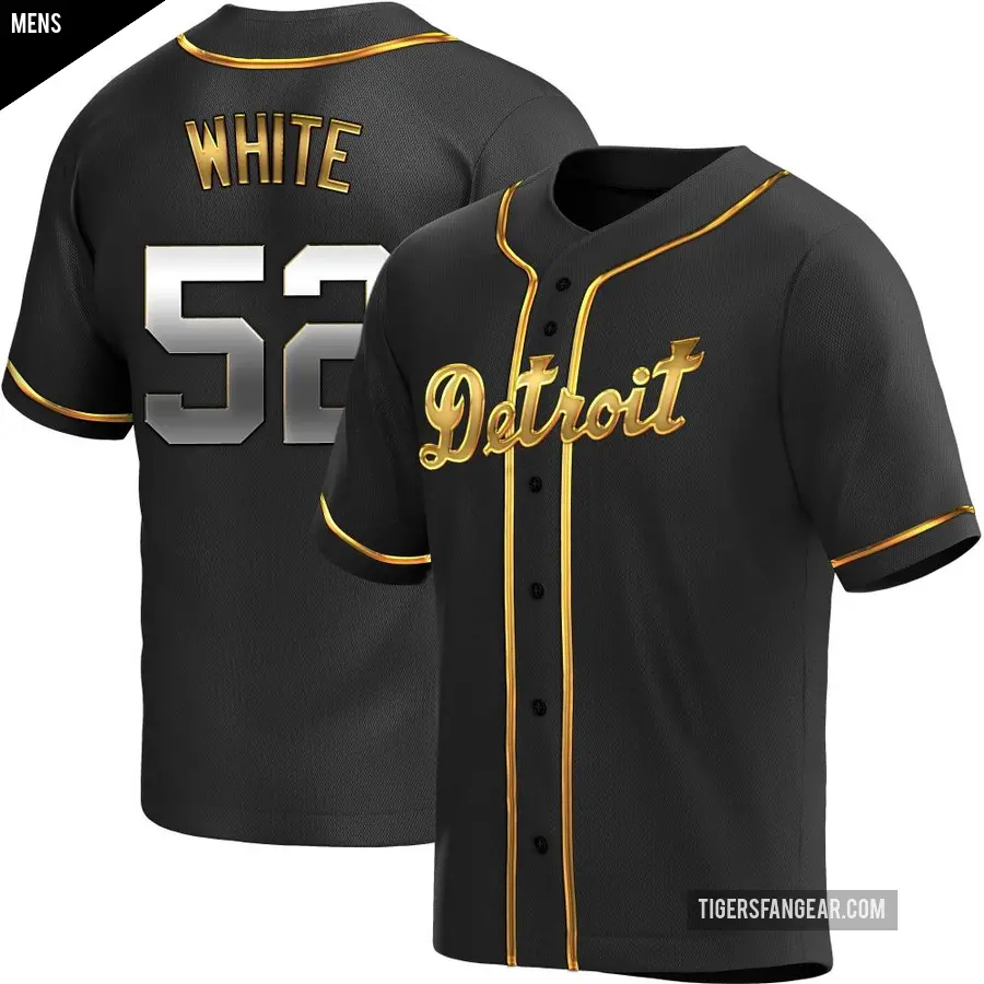 Men's Detroit Tigers ＃52 Brendan White Replica Gold Black en Alternate Jersey