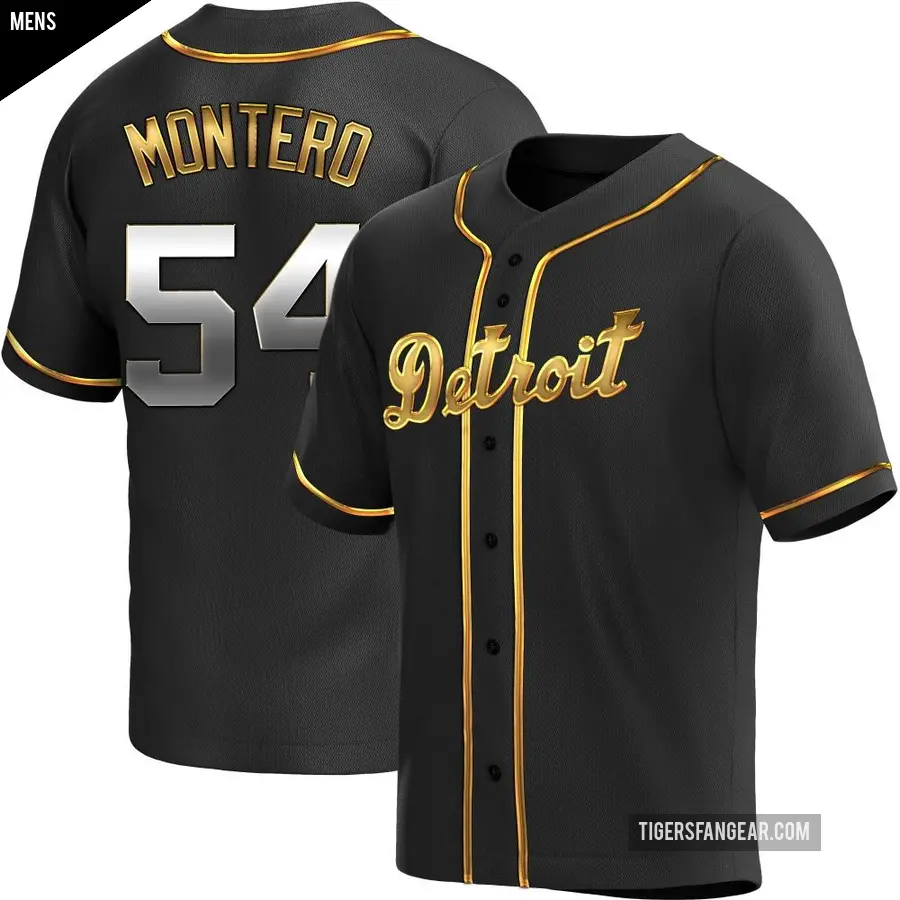 Men's Detroit Tigers ＃54 Keider Montero Replica Gold Black en Alternate Jersey