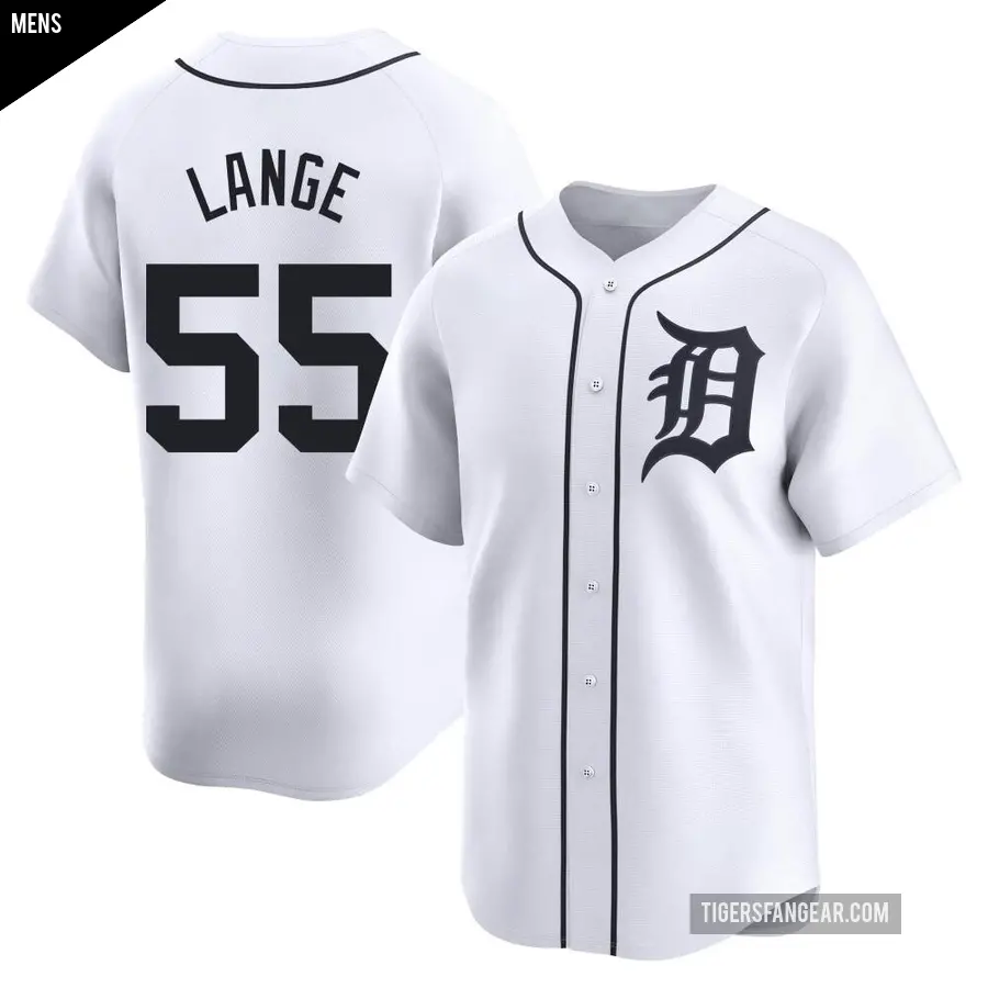 Men's Detroit Tigers ＃55 Alex Lange Limited White Home Jersey