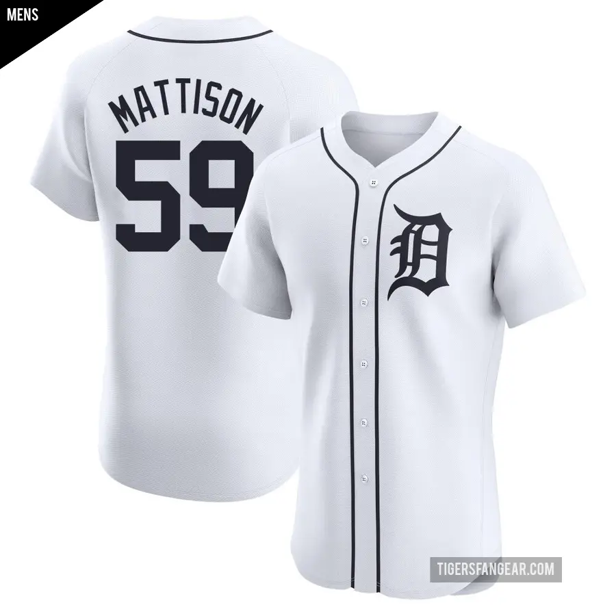 Men's Detroit Tigers ＃59 Tyler Mattison Elite White Home Jersey