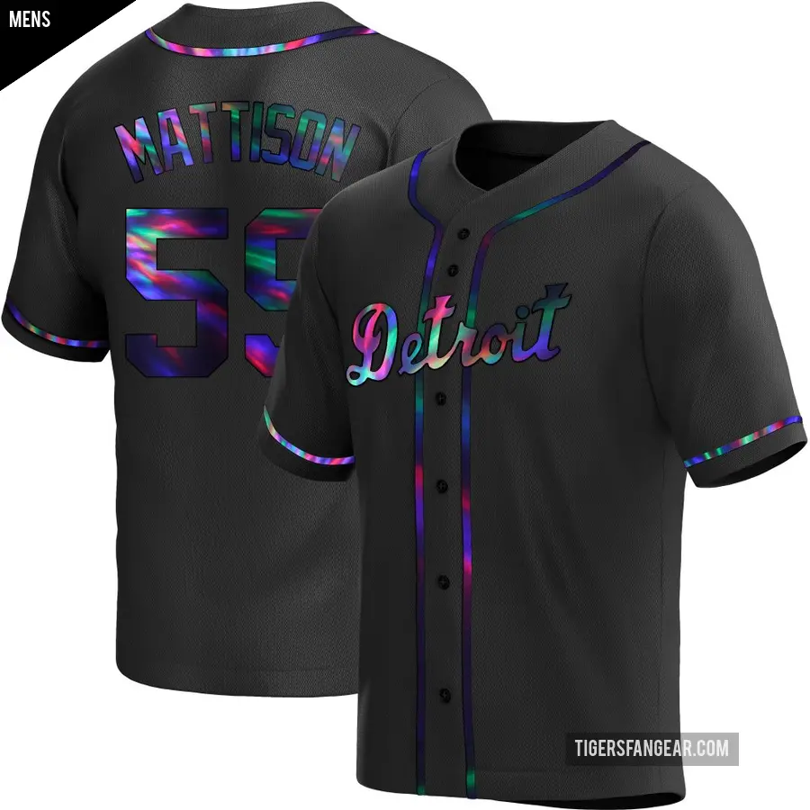 Men's Detroit Tigers ＃59 Tyler Mattison Replica Black Holographic Alternate Jersey