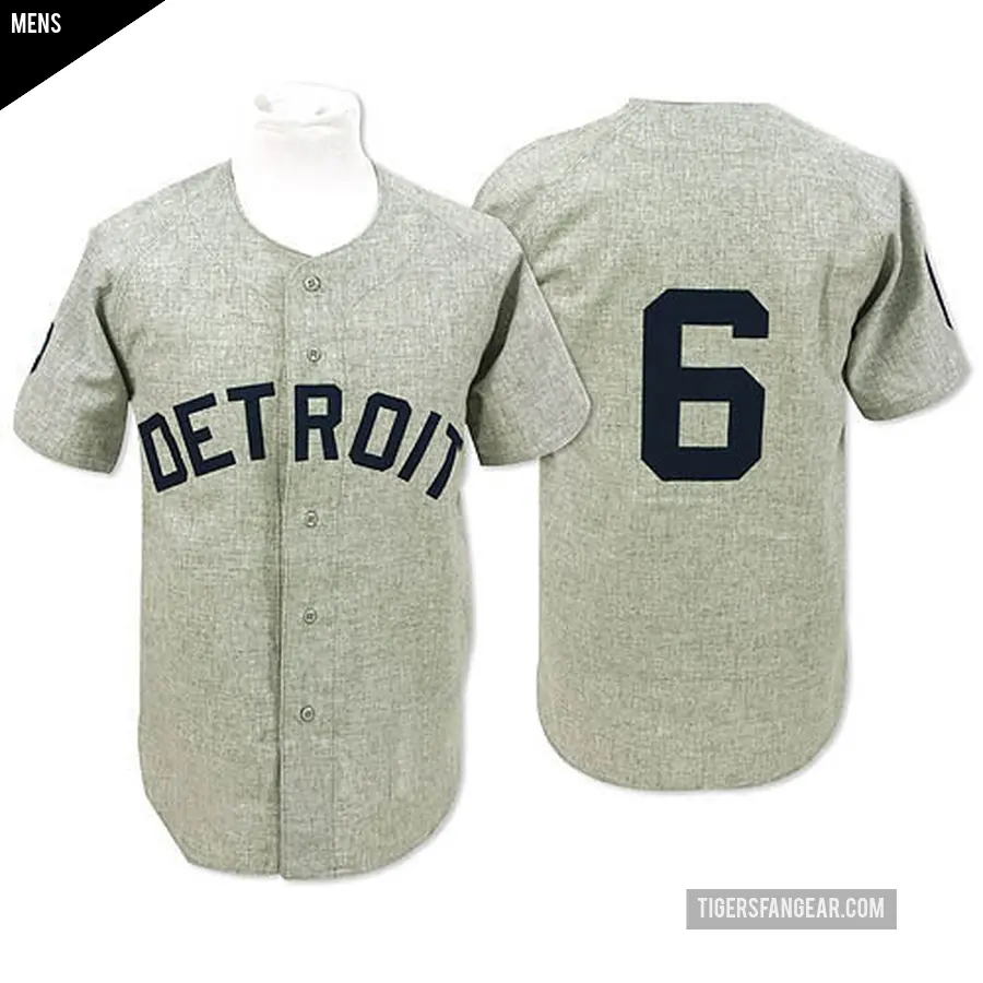 Men's Detroit Tigers ＃6 Al Kaline Authentic Grey 1968 Throwback Jersey