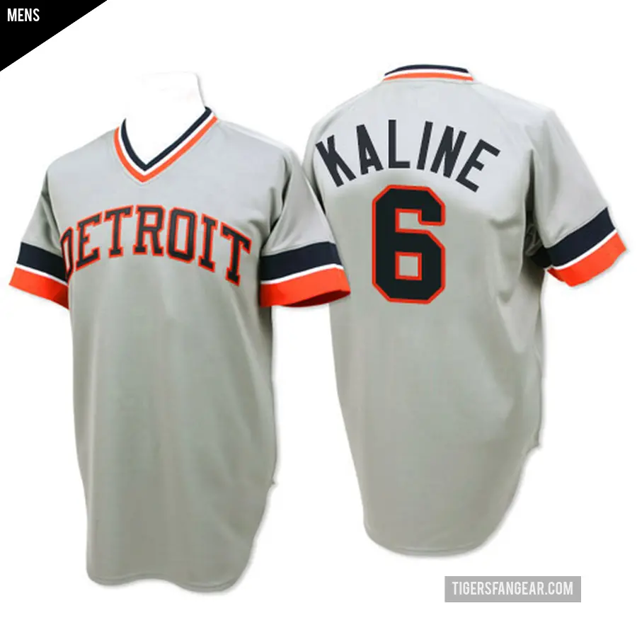 Men's Detroit Tigers ＃6 Al Kaline Authentic Grey 1984 Throwback Jersey