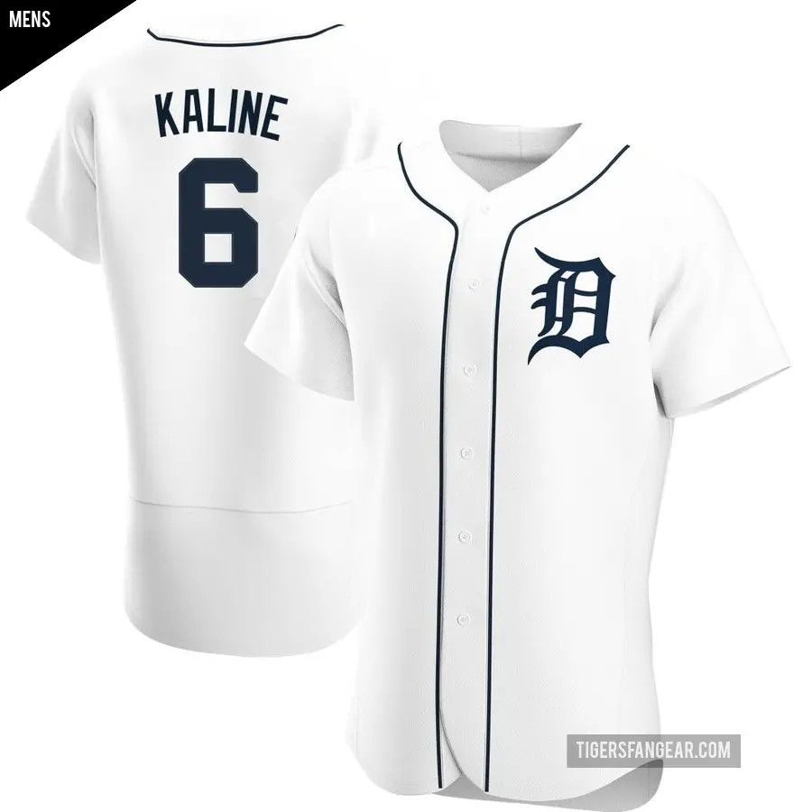 Men's Detroit Tigers ＃6 Al Kaline Authentic White Home Jersey