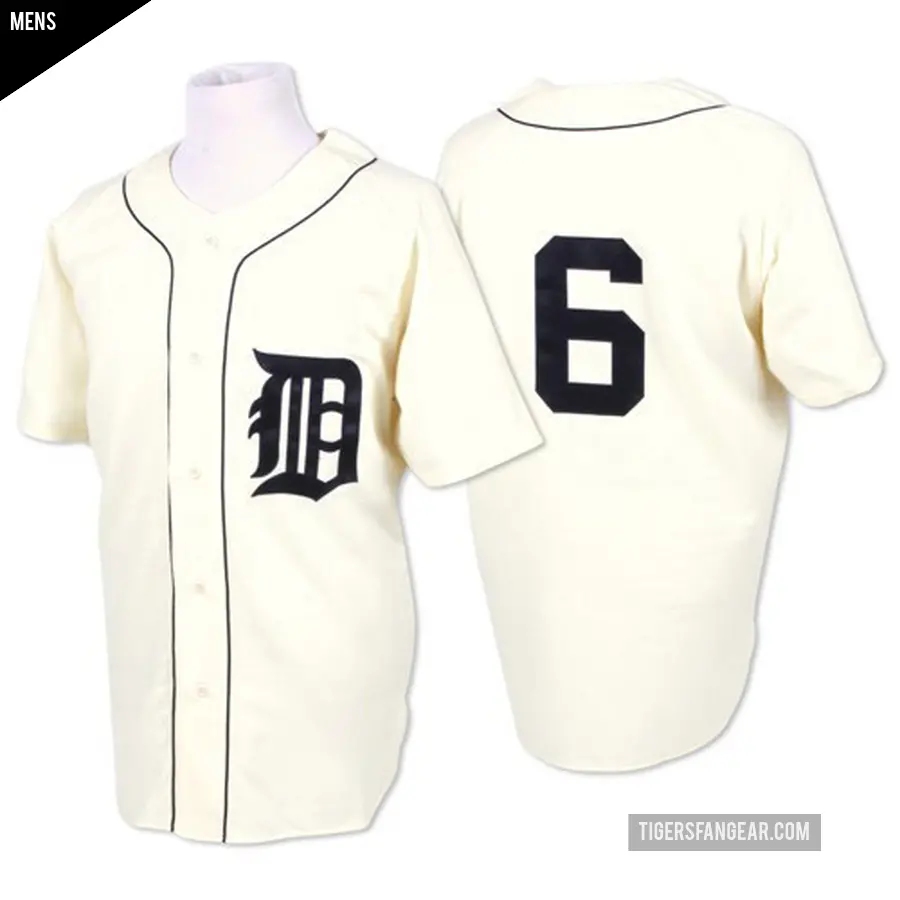 Men's Detroit Tigers ＃6 Al Kaline Authentic White Throwback Jersey