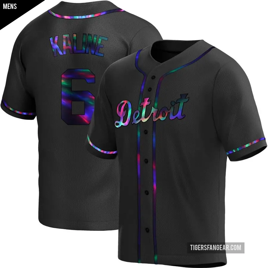 Men's Detroit Tigers ＃6 Al Kaline Replica Black Holographic Alternate Jersey