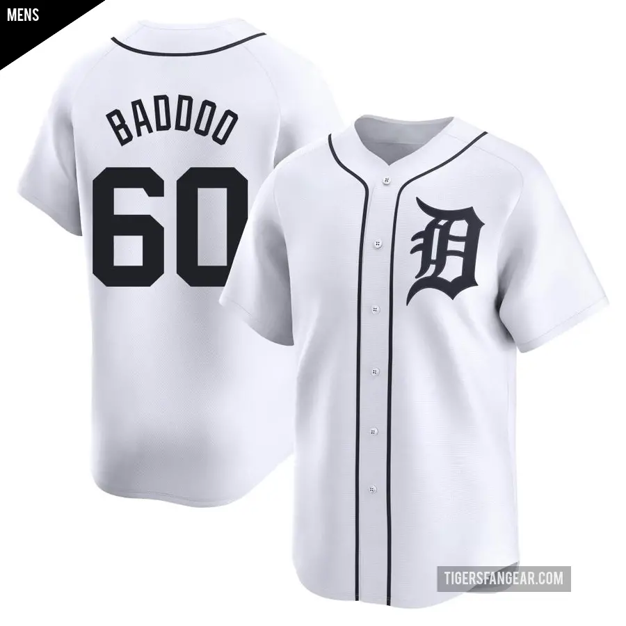 Men's Detroit Tigers ＃60 Akil Baddoo Limited White Home Jersey