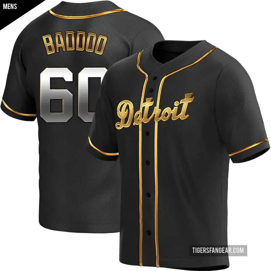 Men's Detroit Tigers ＃60 Akil Baddoo Replica Gold Black en Alternate Jersey