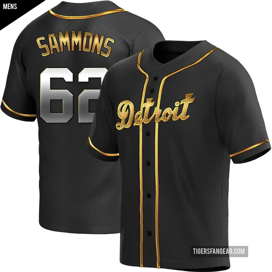 Men's Detroit Tigers ＃62 Bryan Sammons Replica Gold Black en Alternate Jersey