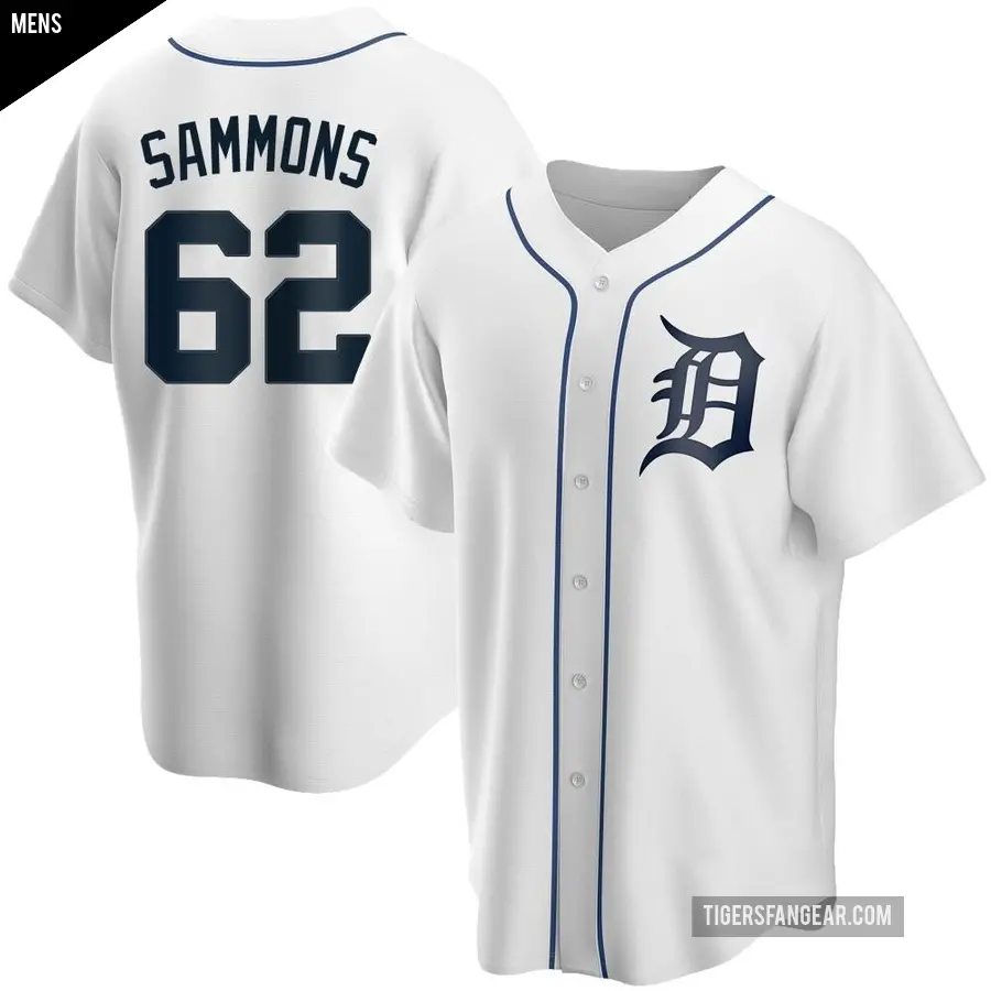 Men's Detroit Tigers ＃62 Bryan Sammons Replica White Home Jersey