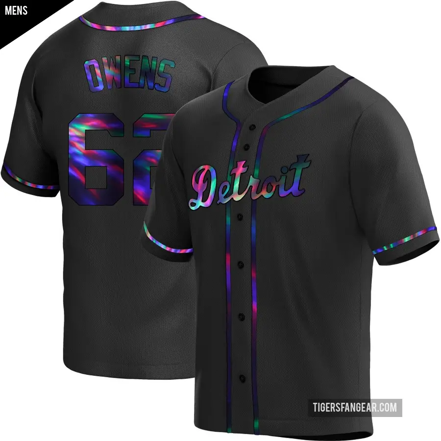 Men's Detroit Tigers ＃62 Tyler Owens Replica Black Holographic Alternate Jersey