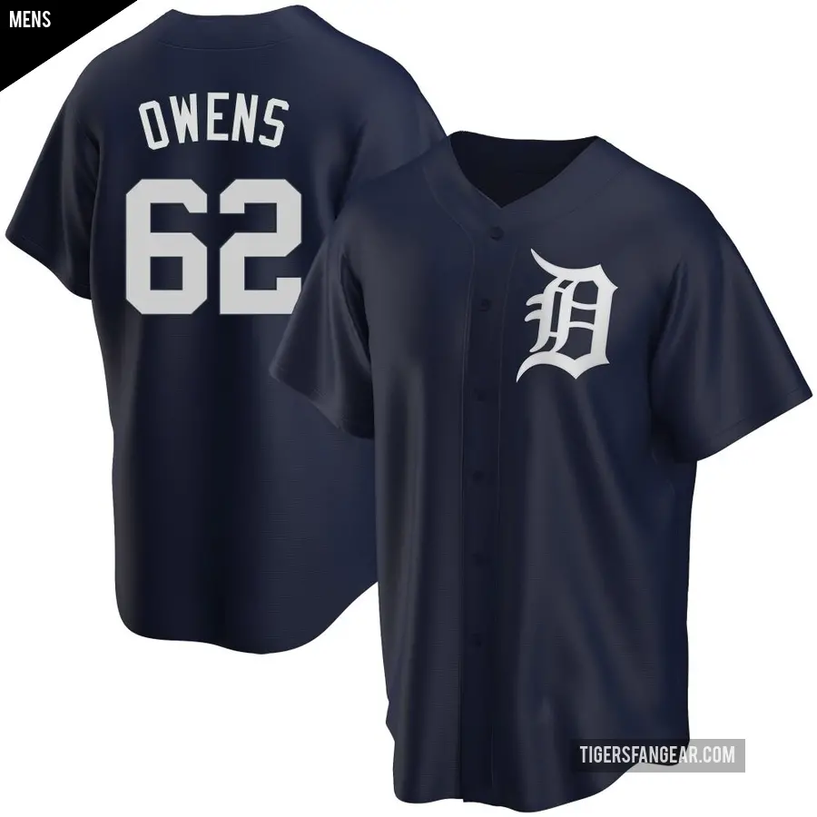 Men's Detroit Tigers ＃62 Tyler Owens Replica Navy Alternate Jersey