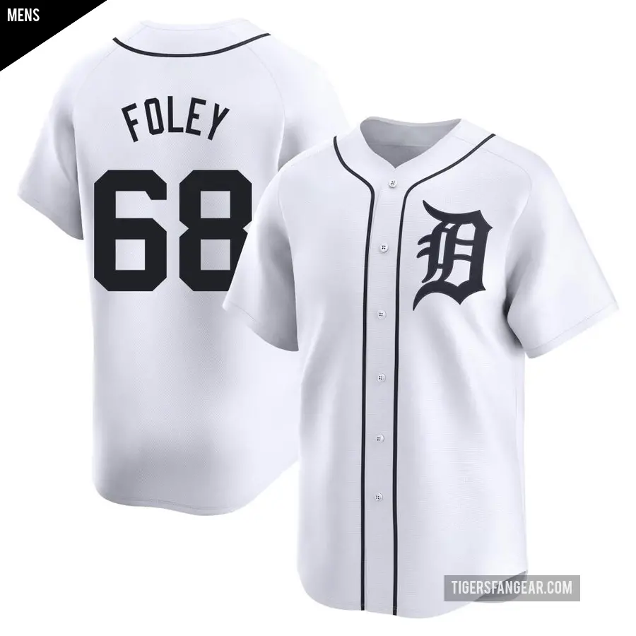 Men's Detroit Tigers ＃68 Jason Foley Limited White Home Jersey