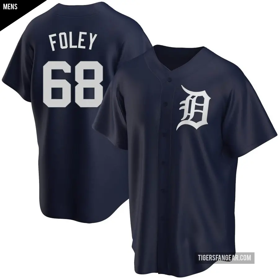 Men's Detroit Tigers ＃68 Jason Foley Replica Navy Alternate Jersey