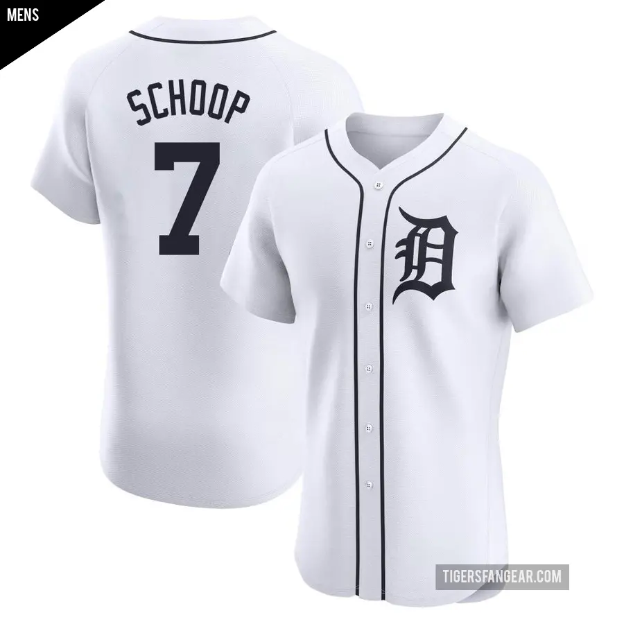 Men's Detroit Tigers ＃7 Jonathan Schoop Elite White Home Jersey