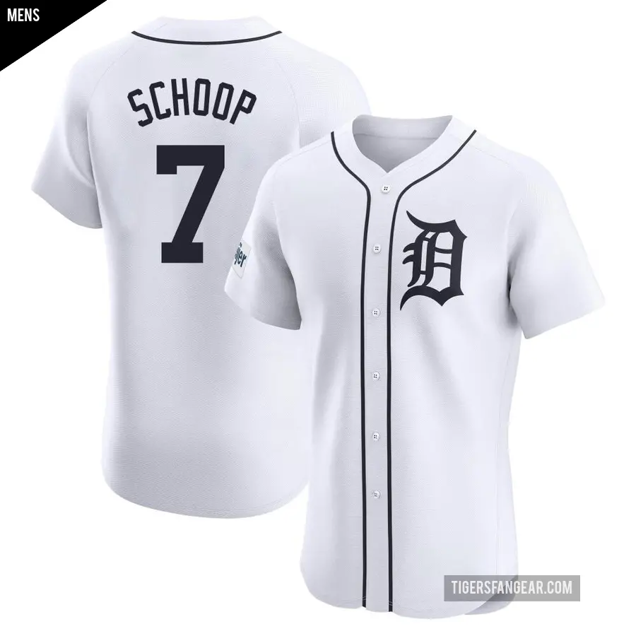 Men's Detroit Tigers ＃7 Jonathan Schoop Elite White Home Patch Jersey