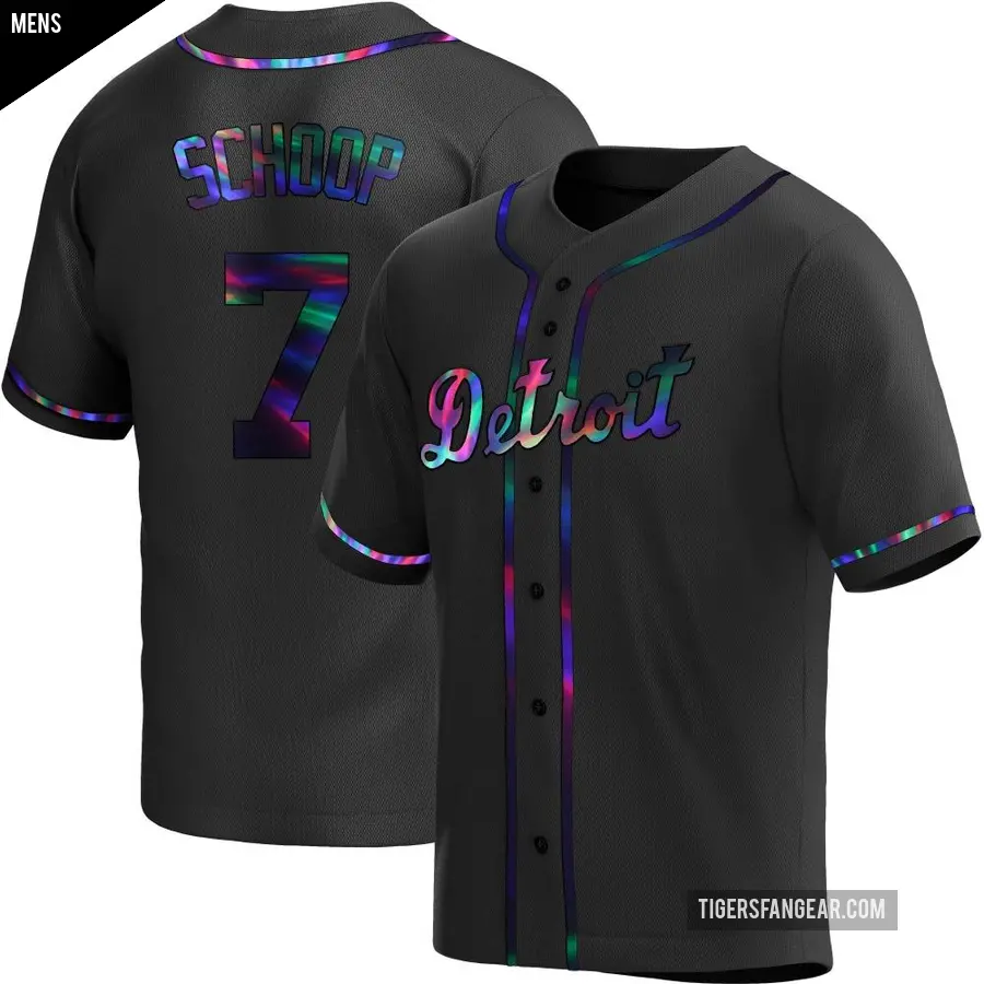 Men's Detroit Tigers ＃7 Jonathan Schoop Replica Black Holographic Alternate Jersey