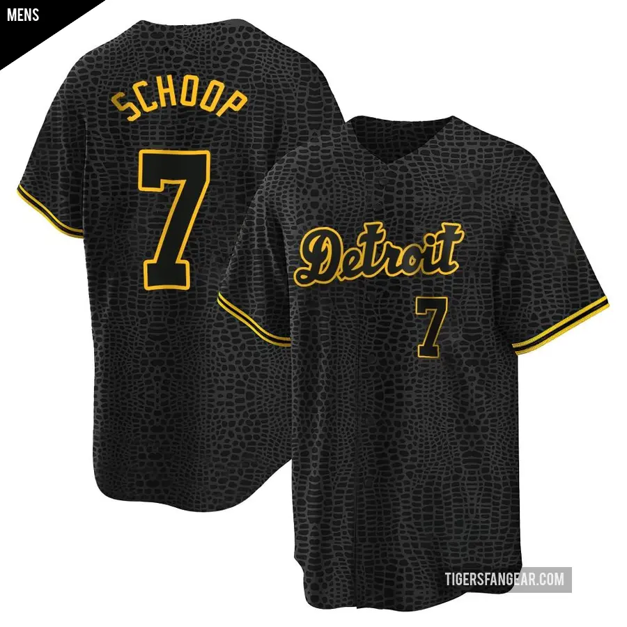 Men's Detroit Tigers ＃7 Jonathan Schoop Replica Black Snake Skin City Jersey