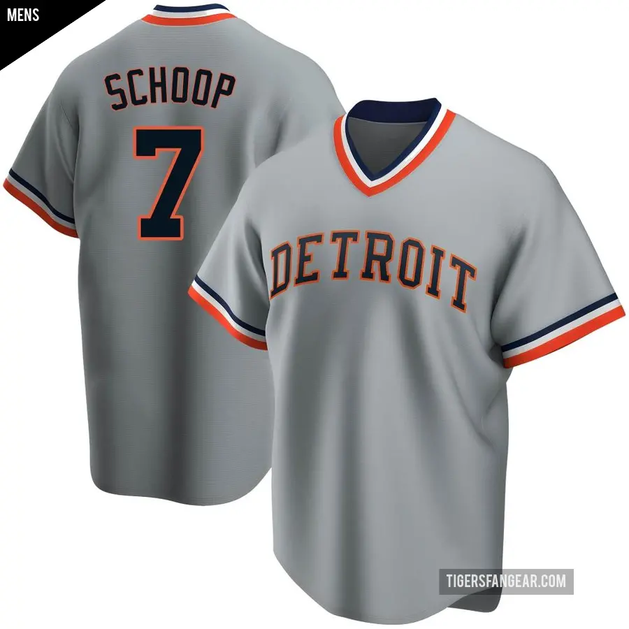 Men's Detroit Tigers ＃7 Jonathan Schoop Replica Gray Road Cooperstown Collection Jersey