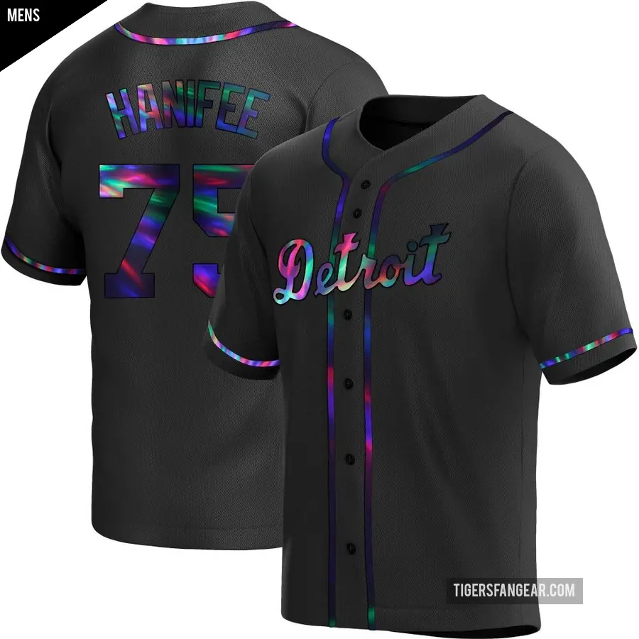 Men's Detroit Tigers ＃75 Brenan Hanifee Replica Black Holographic Alternate Jersey