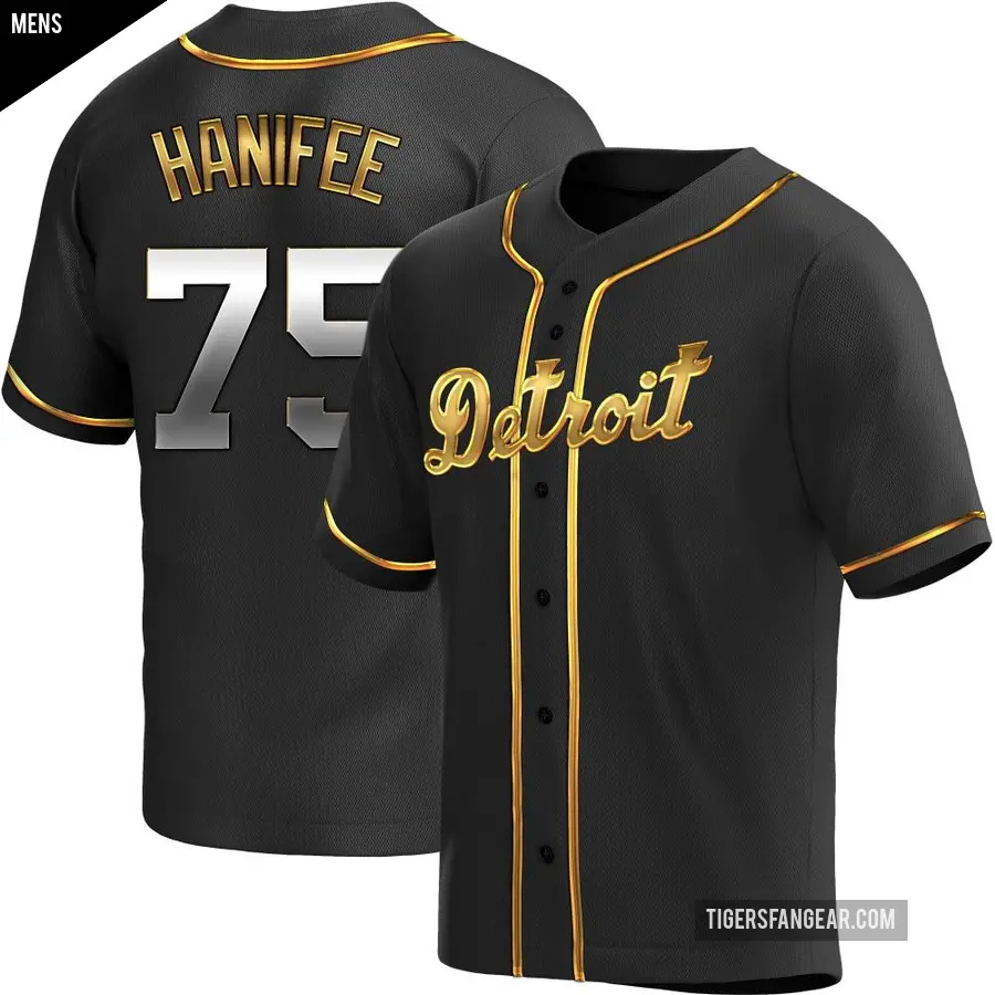 Men's Detroit Tigers ＃75 Brenan Hanifee Replica Gold Black en Alternate Jersey