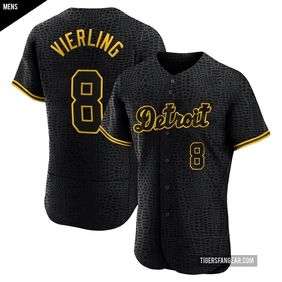 Men's Detroit Tigers ＃8 Matt Vierling Authentic Black Snake Skin City Jersey