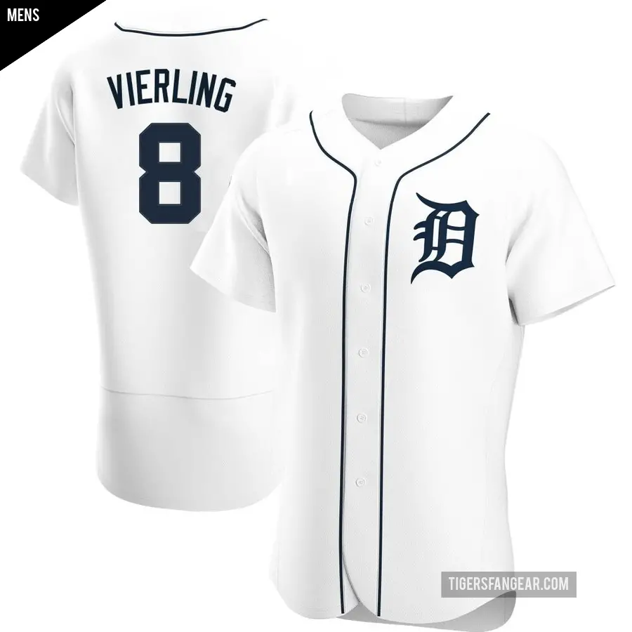 Men's Detroit Tigers ＃8 Matt Vierling Authentic White Home Jersey